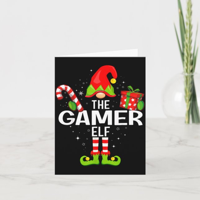 The Gamer Elf Family Christmas Pajama Xmas  Card (Front)