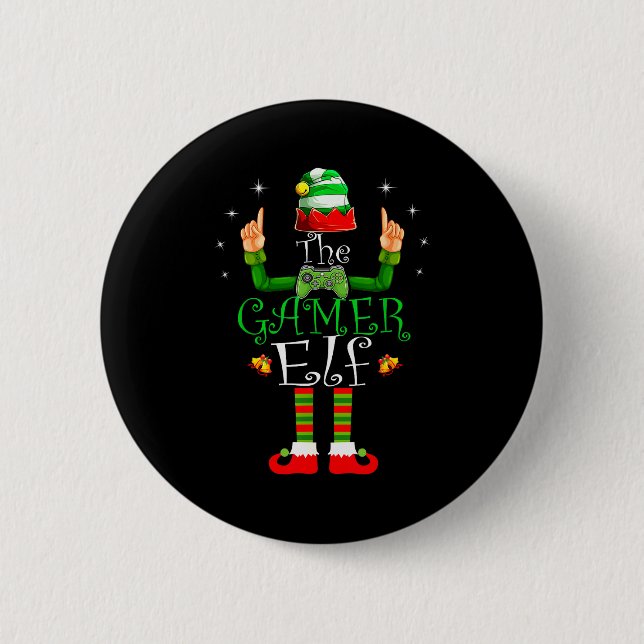 The Gamer Elf Matching Family Christmas Pajama Shi Button (Front)