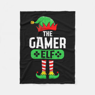 The Gamer Elf Xmas Matching Christmas Family Pajam Fleece Blanket