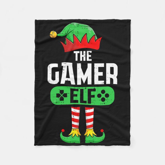 The Gamer Elf Xmas Matching Christmas Family Pajam Fleece Blanket (Front)