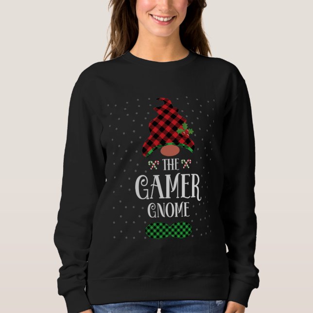 The Gamer gnome Christmas red green plaid pattern Sweatshirt (Front)