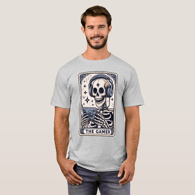 The Gamer Skeleton Tarot Card Shirt (Front Full)