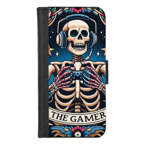 The Gamer Tarot style skeleton custom Wallet Case