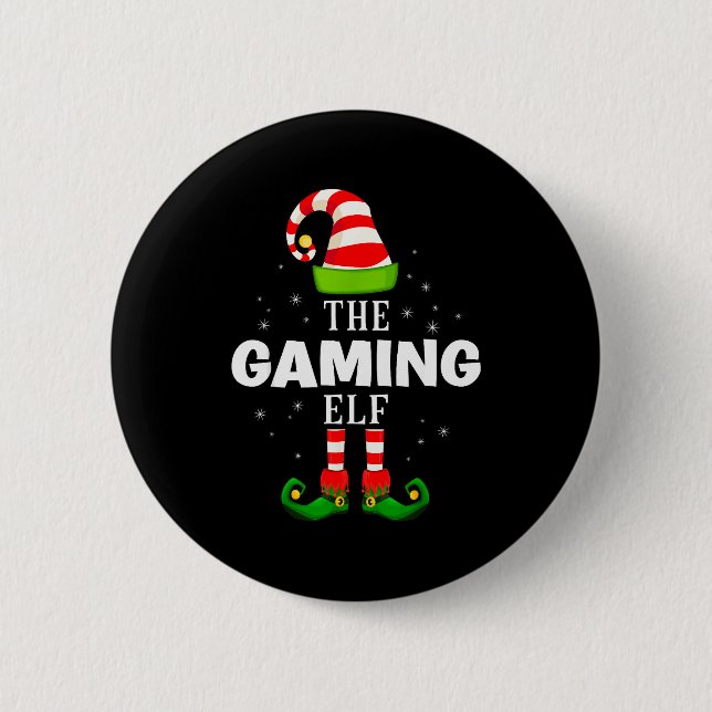 The Gaming Elf Christmas Pjs Matching Pajama  Button (Front)