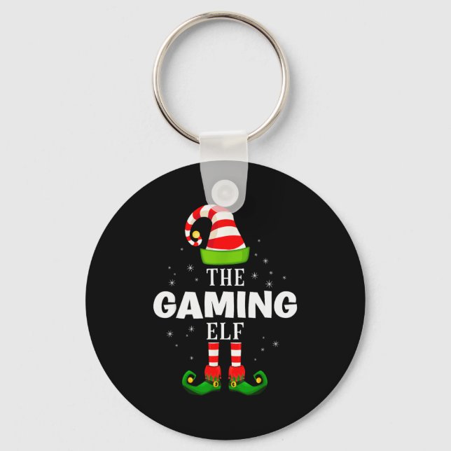 The Gaming Elf Christmas Pjs Matching Pajama  Keychain (Front)
