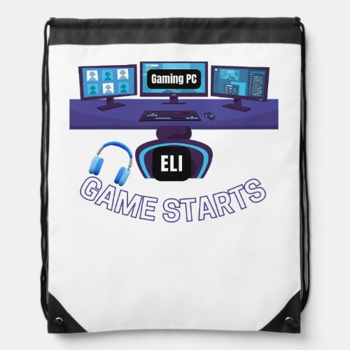 The Gaming PC Game Starts Eli Drawstring Backpack