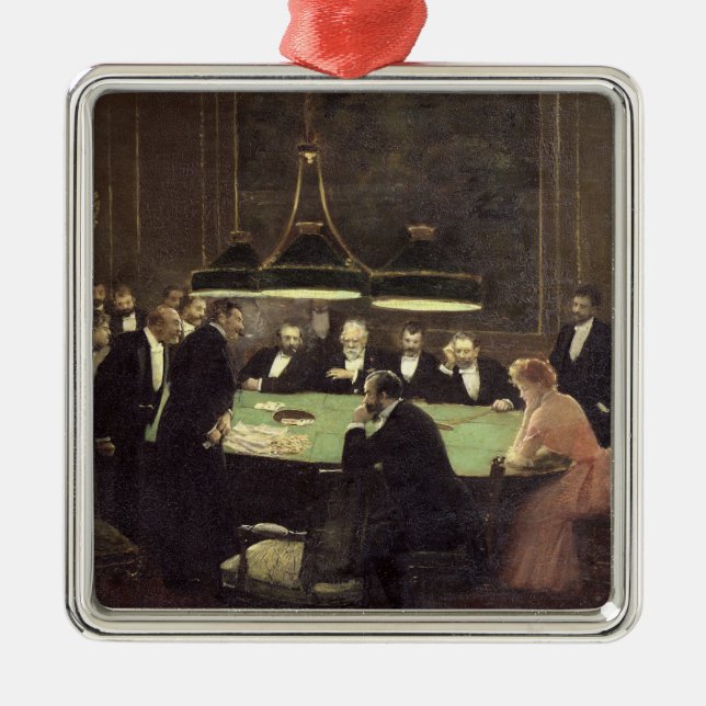 The Gaming Room at the Casino, 1889 Metal Ornament (Front)