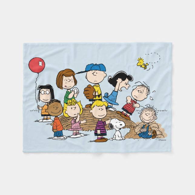 The Gang at the Pitcher's Mound Fleece Blanket (Front (Horizontal))