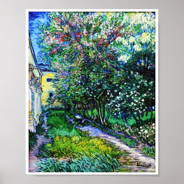 The Garden at the Asylum at Saint-Rémy, Van Gogh Poster (Front)
