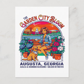 The Garden City Bloom Augusta Georgia Golden Retri Postcard