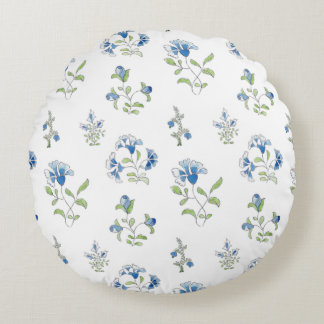 The garden in blues round pillow