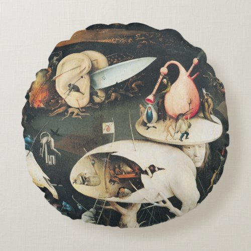 The Garden of Earthly Delights 2 Round Pillow