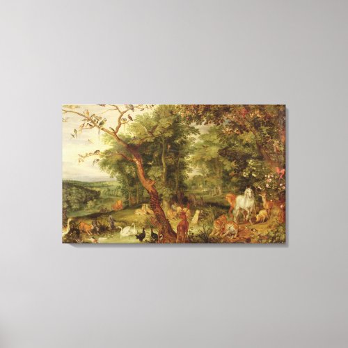 The Garden of Eden in the background The Temptati Canvas Print