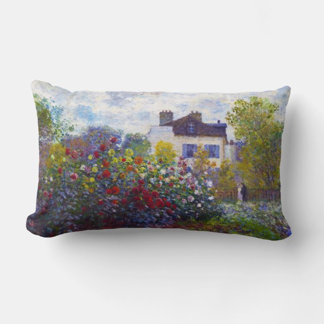The Garden of Monet at Argenteuil Claude Monet Lumbar Pillow (Front)