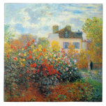 The Garden of Monet at Argenteuil Fine Art Tile<br><div class="desc">The Garden of Monet at Argenteuil is an Impressionism landscape painting by French artist,  Claude Monet,  c. 1873 showing a beautiful garden with he and his wife standing together in the background.</div>