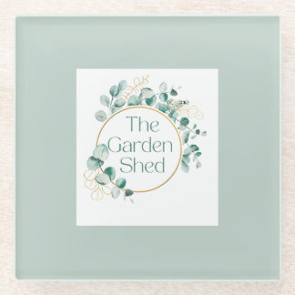 The Garden Shed Coffee, Botanical Greenery Gift  Glass Coaster