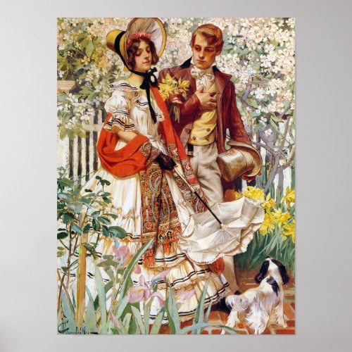 The Garden Walk 1904 by J C Leyendecker Poster