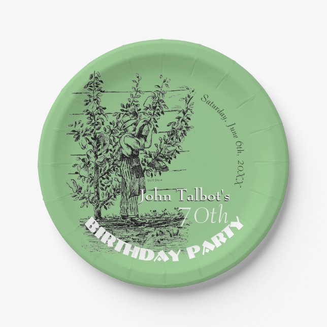 The gardener 70th birthday Party Paper Plate (Front)