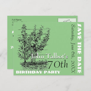 The gardener 70th birthday Party Save the Date Announcement Postcard