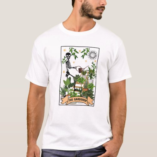 The Gardener Funny Tarot Card Mystical Skeleton Ga T_Shirt