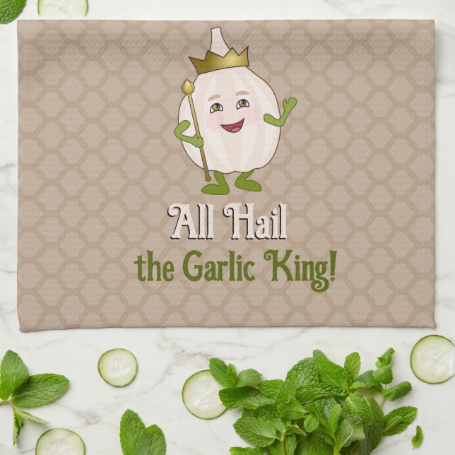 The Garlic King in a crown - cute and fun, custom  Kitchen Towel (Folded)
