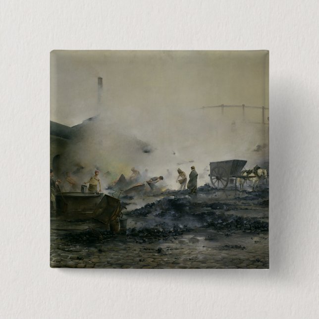 The Gas Factory at Courcelles, 1884 Pinback Button (Front)