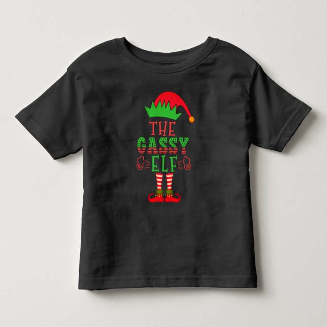 The Gassy Elf Family Matching Christmas Pajama Toddler T-shirt (Front)