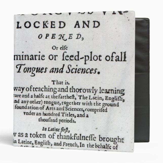 The Gate of Tongues Unlocked', 1631 Binder (Front/Inside)