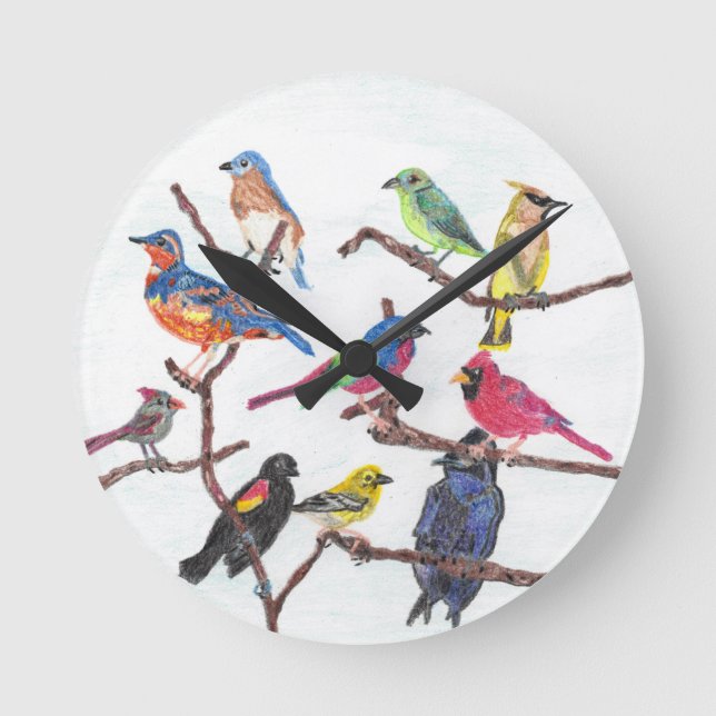 The Gathering Colorful Songbirds Clock (Front)