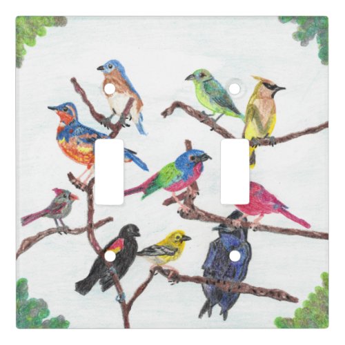 The Gathering Colorful Songbirds Double Toggle Light Switch Cover