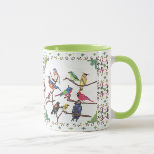 The Gathering Colorful Songbirds Patterned Mug (Right)