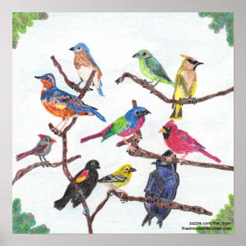 The Gathering Colorful Songbirds Poster