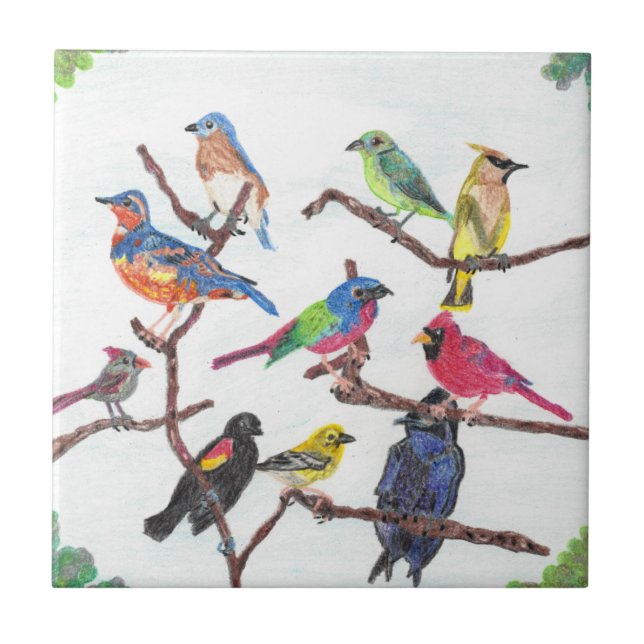 The Gathering Colorful Songbirds Tile (Front)