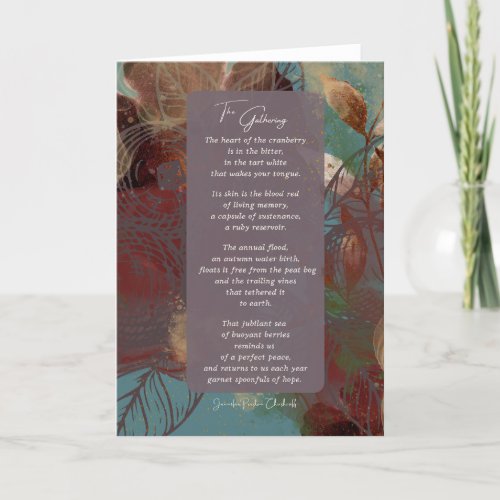 The Gathering cranberry poem w fall colors Thank You Card