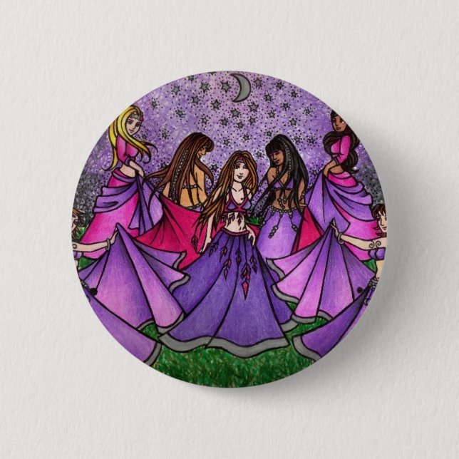 The Gathering of Belly Dancers in Purple Pinback Button (Front)