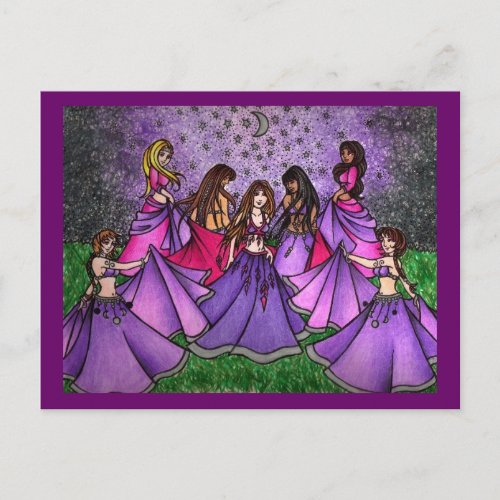 The Gathering of Belly Dancers in Purple Postcard