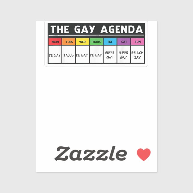 The Gay Agenda - LGBT Pride  Sticker (Sheet)