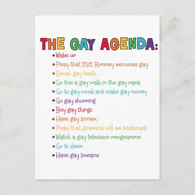 The Gay Agenda Postcard (Front)