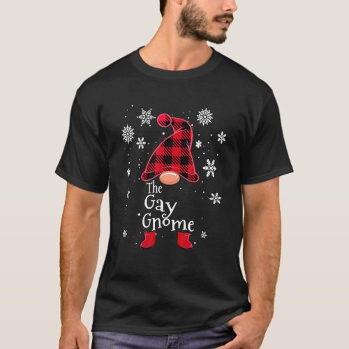 The Gay Gnome Buffalo Plaid Xmas Pajamas Matching T_Shirt