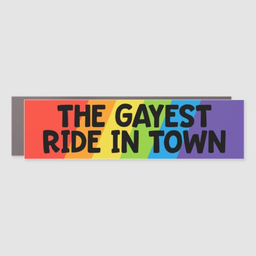 The Gayest Ride In Town Gay Pride LGBTQ Bumper Car Magnet