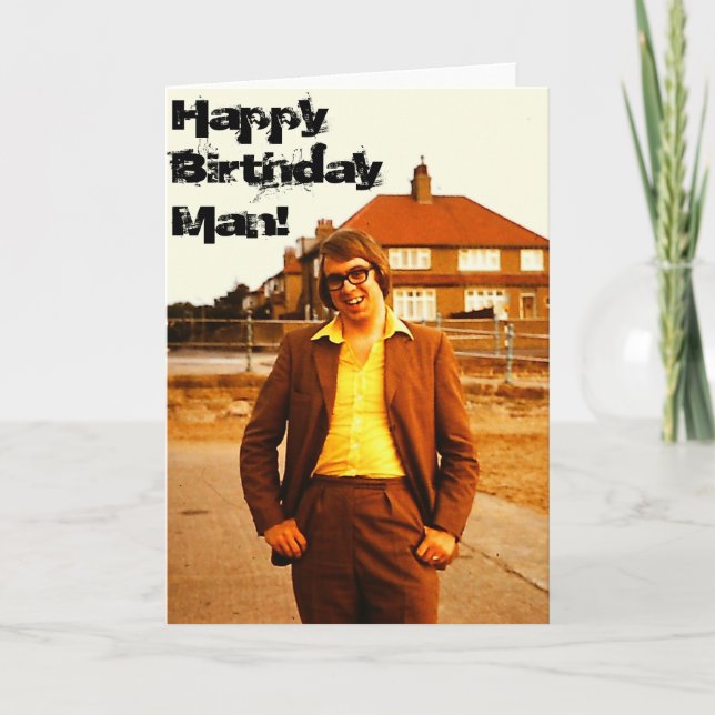 The Geek - Retro 1970's English Man Birthday Card (Front)