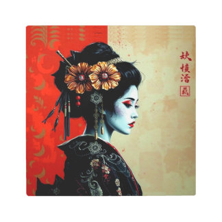 The Geisha Blossom – Timeless Japanese Elegance Metal Print