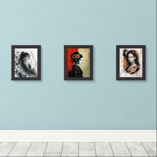The Geisha Blossom – Timeless Japanese Elegance Wall Art Sets