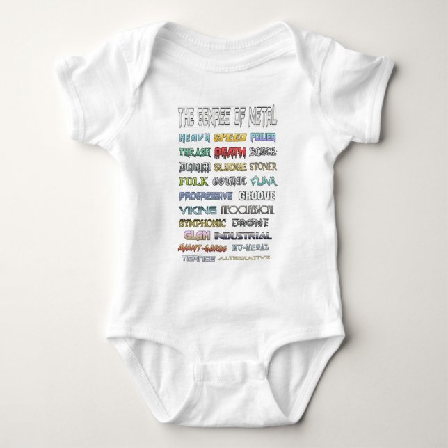 The Genres Of Metal Baby Bodysuit (Front)