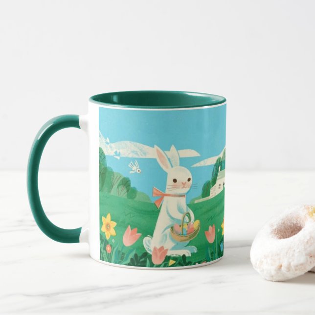 The Gentle Farmer Bunny Kind Ones Whimsical Coffe Mug (With Donut)