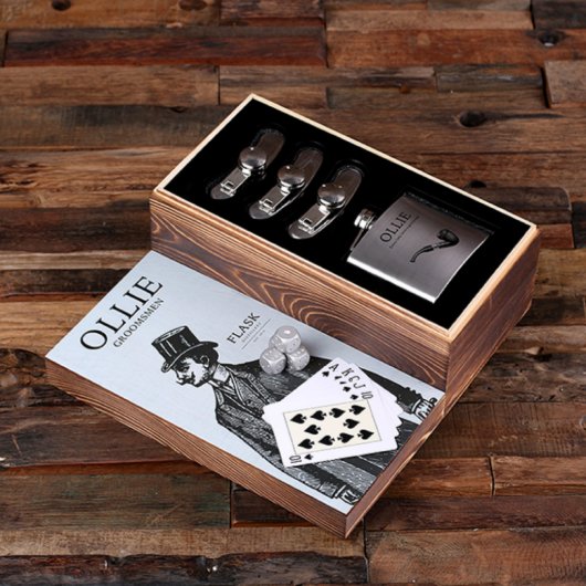The Gentleman Game Night Set with Flasks (Inside)