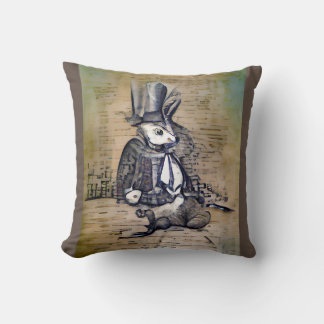 The Gentleman Rabbit Throw Pillow