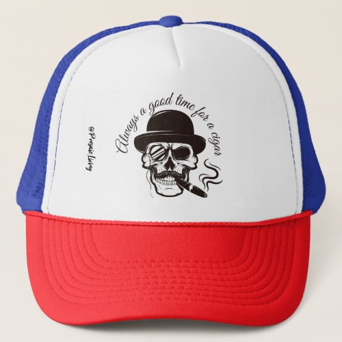 The gentleman skull cigar trucker hat