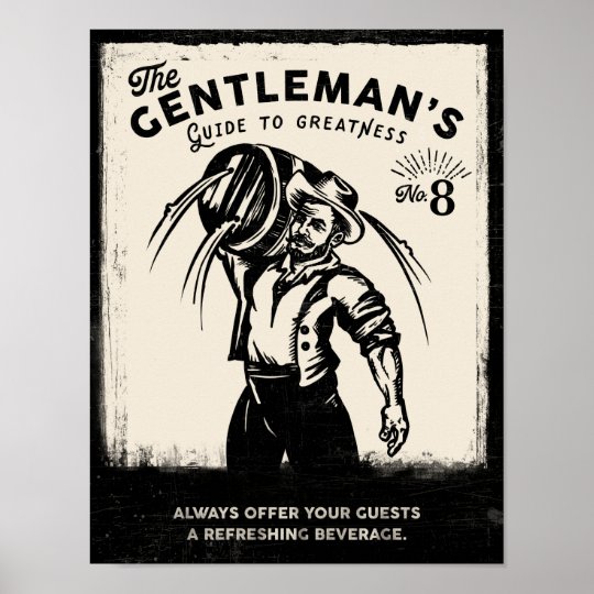 "The Gentleman's Guide To Greatness" Cool Man Cave Poster