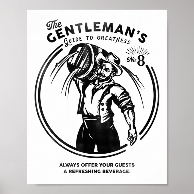 "The Gentleman's Guide To Greatness" Man Cave Beer Poster (Front)